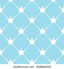 Blue and white crowns pattern background. Seamless pattern background. For wallpaper, pattern web page, surface textures, wrapping paper. Vector background.