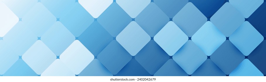 Blue and white cube boxes pattern wall background. Minimal trendy clean geometry banner. Banner, flyer, cover, and brochure