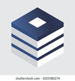 the blue white cube of logo design 