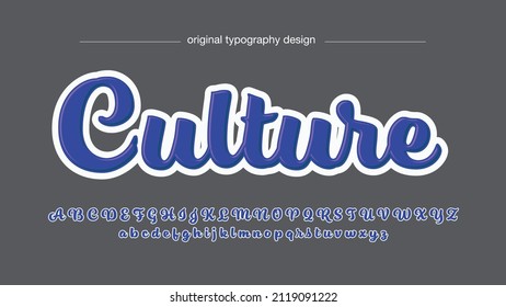 tipografía con letras cursivas azules y blancas