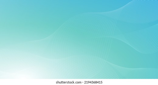 Blue and White Curving, Wavy Lines - Digitally Generated Futuristic Abstract 3D Geometric Gradient Background Design, Generative Art, Template in Editable Vector Format