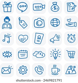 Blue White Cute Simple Doodle iOS Icon Vector illustration