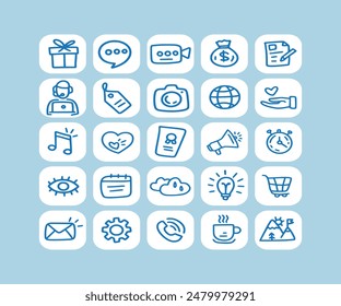 Blue White Cute Simple Doodle Icon