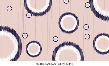 Blue and white cycle on pink background.Ikat ethnic oriental seamless pattern traditional.Aztec style abstract vector illustration.design for texture,fabric,clothing,wrapping,decoration.