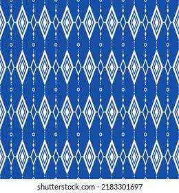 Blue white daimond Aztec geometic seamless pattern