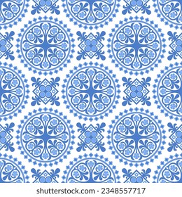 Blue and white Damask floral seamless pattern. Thispattern can be used for fabric textile wallpaper background.