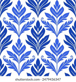 Blau-Weiß Damast Vektorgrafik nahtlose Muster. Klassische Paisley-Elemente. Traditionelle, türkische Motive. Ideal für Stoff und Textil, Bildschirmhintergrund, Verpackung oder jede beliebige Idee.
