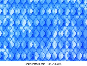 Blue and White Decorative Background. Vector Fish Scale Mosaic Texture. Abstract Sequins Wallpaper