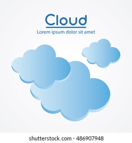 Blue and white design of cloud icon