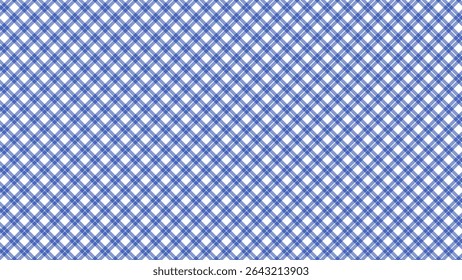 Blue and white diagonal plaid fabric texture background. Luxury plaid checkered seamless pattern.