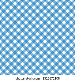 Blue white diagonal rectangle gingham cloth, tablecloth, background, wallpaper, fabric, texture pattern vector illustration