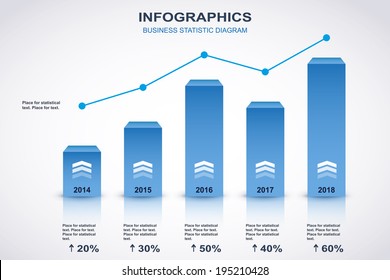 Blue and white diagram with point chart and place for statistical text. Vector