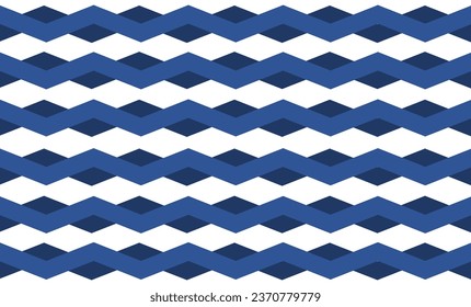 patrón de diamante azul y blanco, sin soldadura línea de zigzag azul claro y azul oscuro sobre patrón blanco, zag zag horizontal chevron azul sobre azulejos blancos repetir patrón sin inconvenientes diseño de imagen impresión de tela
