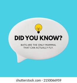 Blue and white didi you know interesting fact Vector Illustration