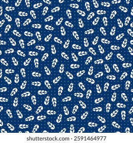 Blue and white ditsy plant pattern. Seamless background for fabrics, textiles, packaging and wallpaper. Vector illustration	
