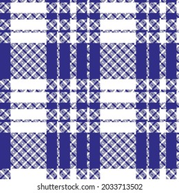 Blue and white dobby weave plaid. Seamless vector check pattern suitable for fashion, home decor and stationary.