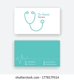 Blue and White doctor business card, healthcare or Medical card template, Vector and illustration