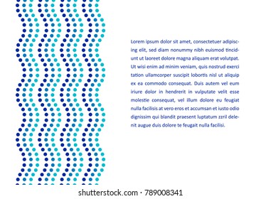 Blue and white dot art wavy lines ethnic australian template with a copy space, vector