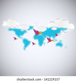 blue and white dot earth map - vector - 