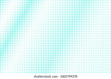 Blue white dotted halftone. Half tone vector background. Diagonal dotted gradient. Cold palette futuristic texture. Mint blue ink dot on transparent backdrop. Pop art dotwork. Modern design template