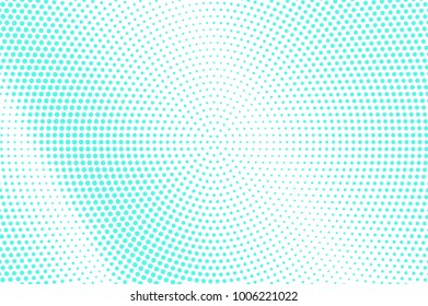 Blue white dotted halftone. Half tone vector background. Smooth diagonal dotted gradient. Abstract futuristic texture. Mint blue ink dot on transparent backdrop. Pop art dots. Modern design template