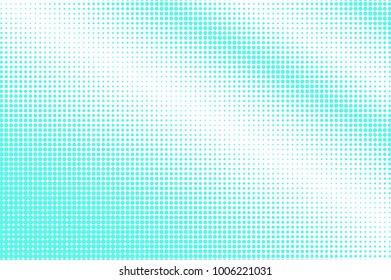 Blue white dotted halftone. Half tone vector background. Smooth subtle dotted gradient. Abstract futuristic texture. Mint blue ink dot on transparent backdrop. Pop art dotwork. Modern design template
