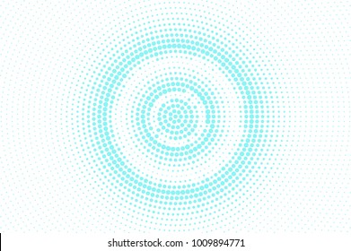 Blue white dotted halftone. Halftone vector background. Concentric circle dotted gradient. Retro futuristic texture. Mint dot on transparent backdrop. Abstract pop art dotwork. Modern design template