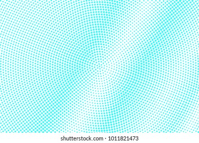 Blue white dotted halftone. Halftone vector background. Diagonal smooth dotted gradient. Retro futuristic texture. Turquoise dot on transparent backdrop. Abstract half tone. Modern design template