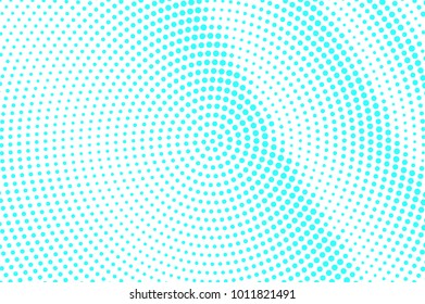 Blue white dotted halftone. Halftone vector background. Grungy centered dotted gradient. Retro futuristic texture. Turquoise dot on transparent backdrop. Abstract half tone. Modern design template