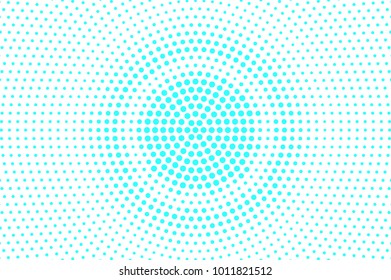 Blue white dotted halftone. Halftone vector background. Grungy radial dotted gradient. Retro futuristic texture. Turquoise dot on transparent backdrop. Abstract half tone. Modern design template