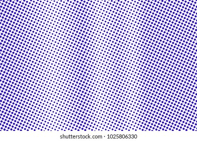 Blue white dotted halftone. Vertical faded dotted gradient. Half tone vector background. Abstract futuristic texture. Violet ink dot on transparent backdrop. Modern pop art design template