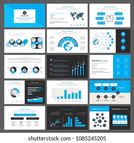 Set Blue Elements Multipurpose Presentation Template Stock Vector ...