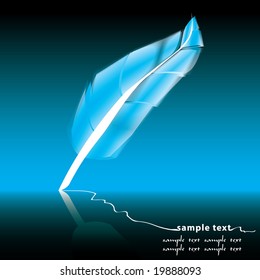 blue white feather vector illustration on blue background