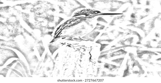 Plumas azules y blancas Kingfisher, Collared Kingfisher (Todiramphus sanctus) en formato blanco y negro. 