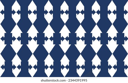 blue and white fence vertical strip with background repeat seamless pattern design for fabric printing, diamond and arrow pattern 