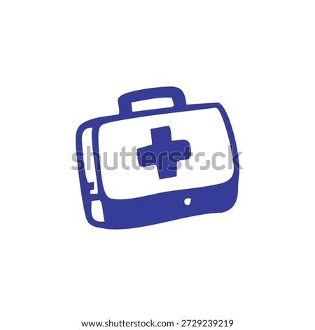 A blue and white first aid kit icon with a blue cross.