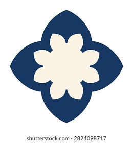 A blue and white fleur de lis symbol logo icon on a plain white background, representing french heritage and culture