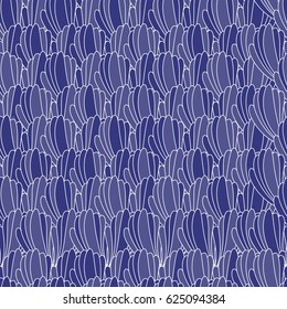 Blue and white floral background. Iris flowers vector seamless pattern, japanese style.