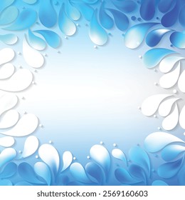 Blue White Floral Drops Background