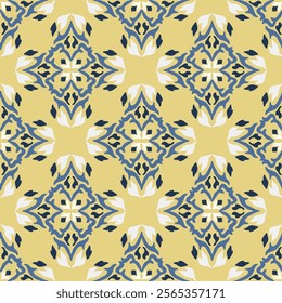 Blue, white floral on yellow background damask seamless vector background. Bbaroque-style pattern. Graphic ornate pattern for wallpaper, fabric, and wrapping. Damask flower ornament.
Vector Formats.
