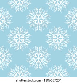 Blue and white floral ornament. Seamless pattern for textile and wallpapers