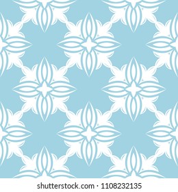 Blue and white floral ornament. Seamless pattern for textile and wallpapers