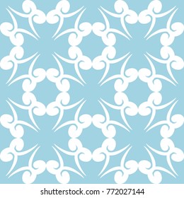 Blue and white floral ornament. Seamless pattern for textile and wallpapers