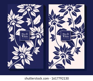 Blue and White Floral Pattern Design