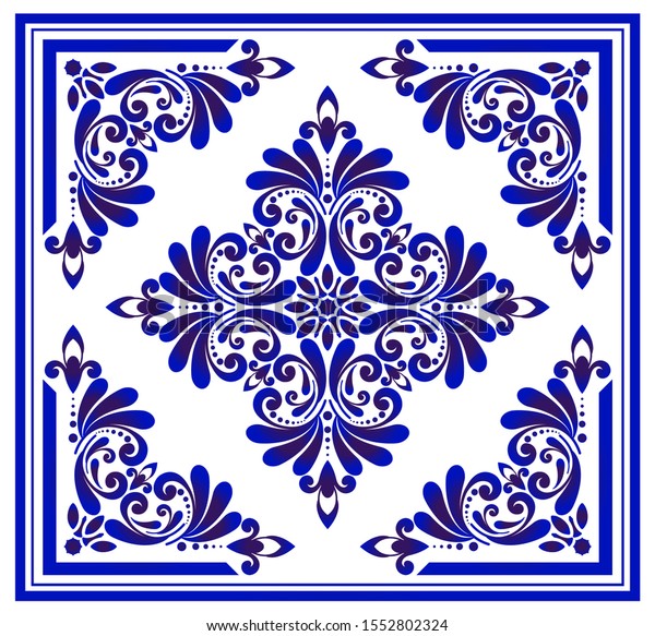 Blue White Floral Pattern Victorian Damask Stock Vector (Royalty Free ...
