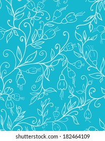 blue and white floral seamless pattern