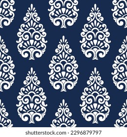 Patrón sin soldadura floral azul y blanco. Vector vintage, elementos paisley. Motivos tradicionales, turcos e indios. Ideal para tejidos y textiles, papel pintado, embalaje o cualquier idea deseada.