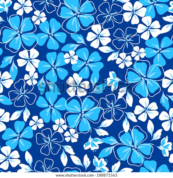 Blue White Floral Seamless Pattern Stock Vector (Royalty Free) 188871563