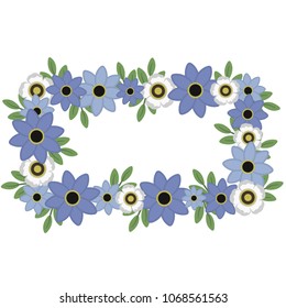 Blue and White Floral Wreath Illustration