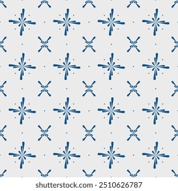 Blue and white flower decoration vector illustration. Spain or Portugal vector seamless floral mosaic, Mediterranean blue ornament tile background. Seamless, Perfect for printing on fabric or paper.